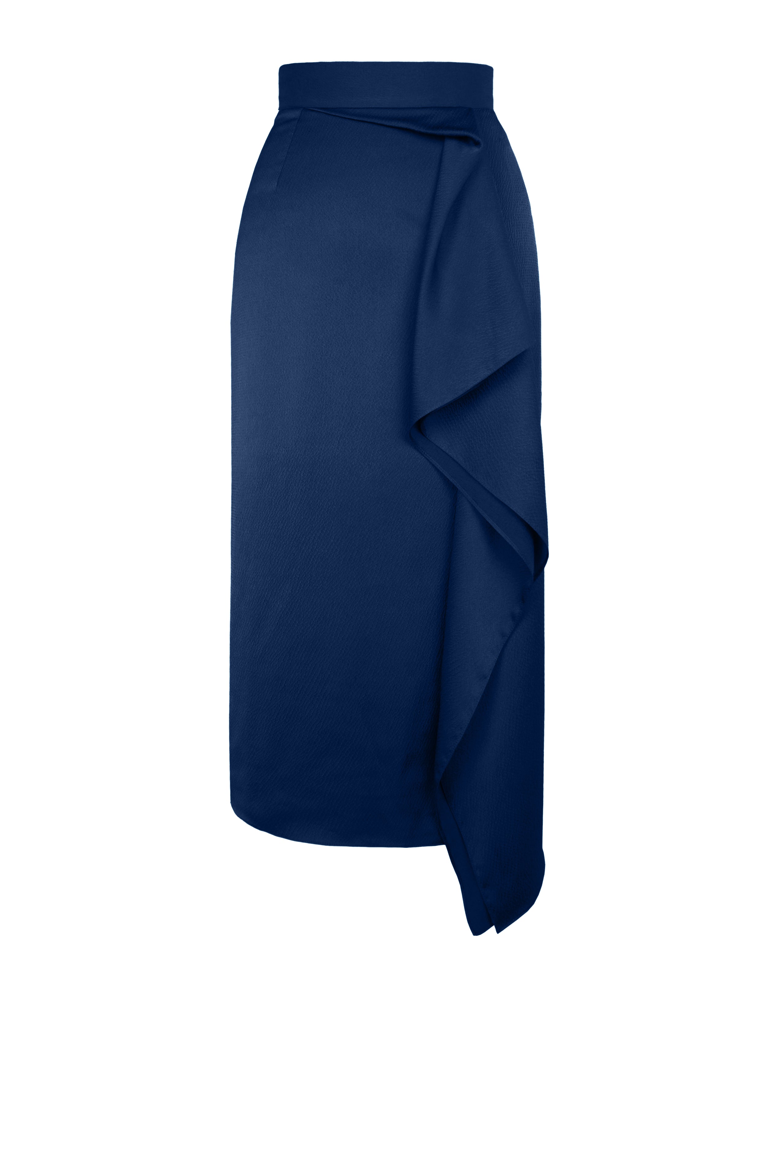 Edeline Lee - Flip Midi Skirt Navy Charmeuse Crinkle – EDELINE LEE