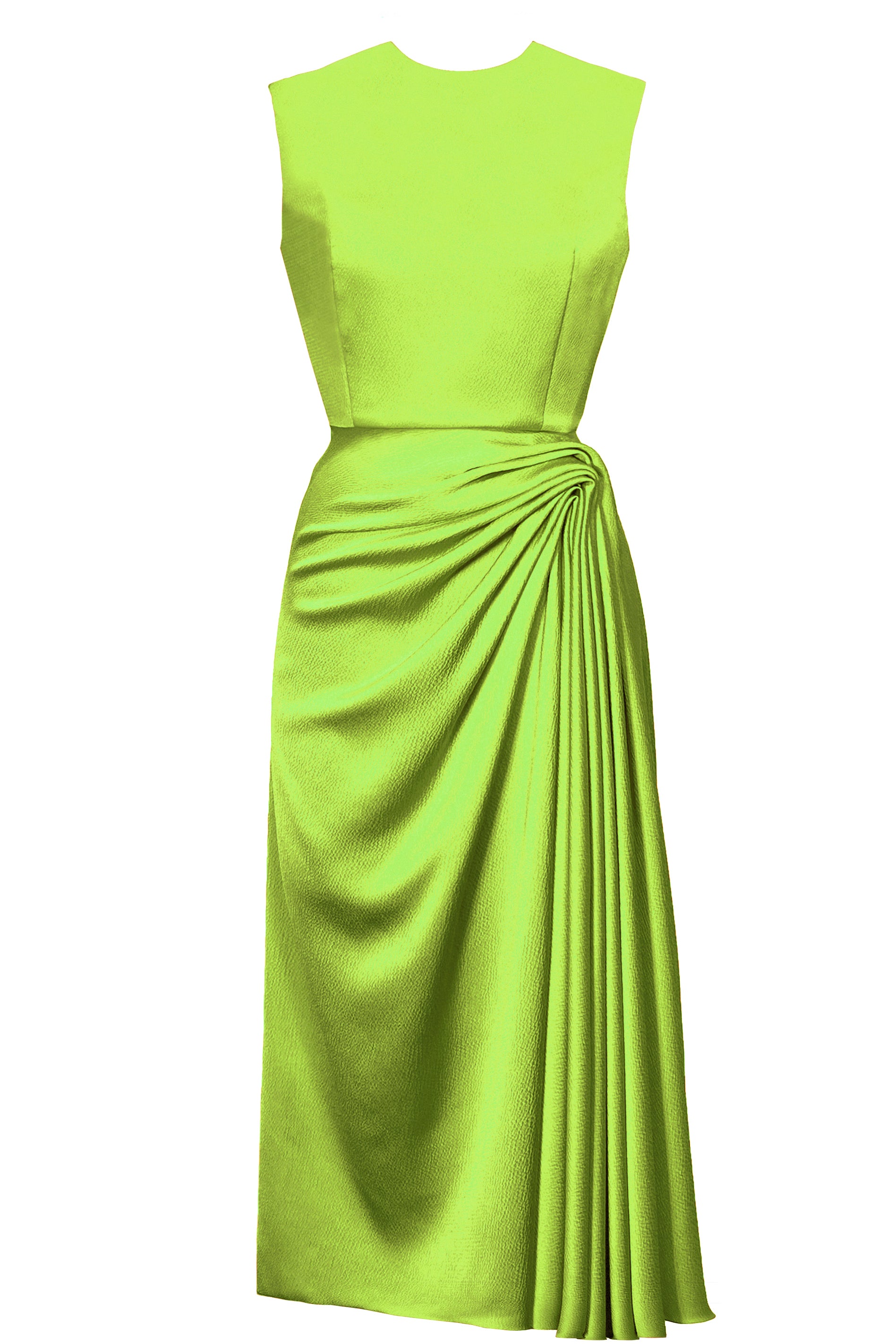 Edeline Lee - Nymph Dress Lime Charmeuse Crinkle EDELINE LEE Edeline Lee - Nymph Dress Lime Charmeuse Crinkle EDELINE LEE