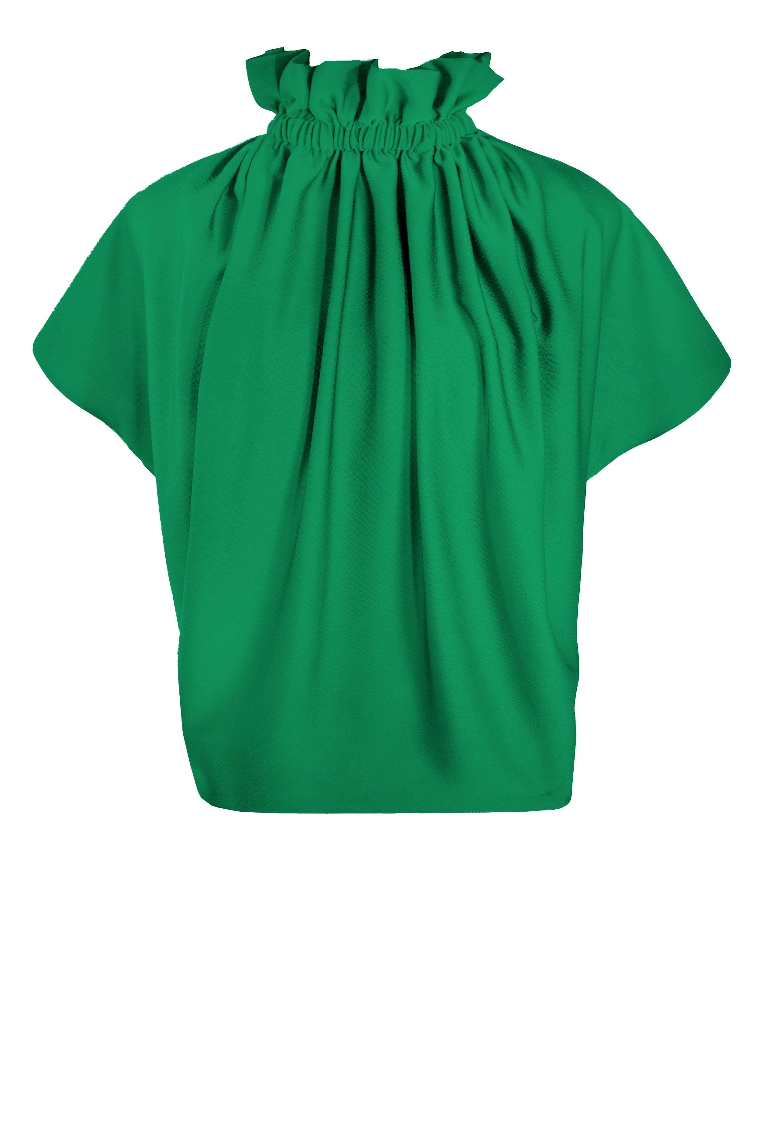 Green Ruff Top Edeline Lee - Ruff Blouse Emerald Charmeuse Crinkle – EDELINE LEE
