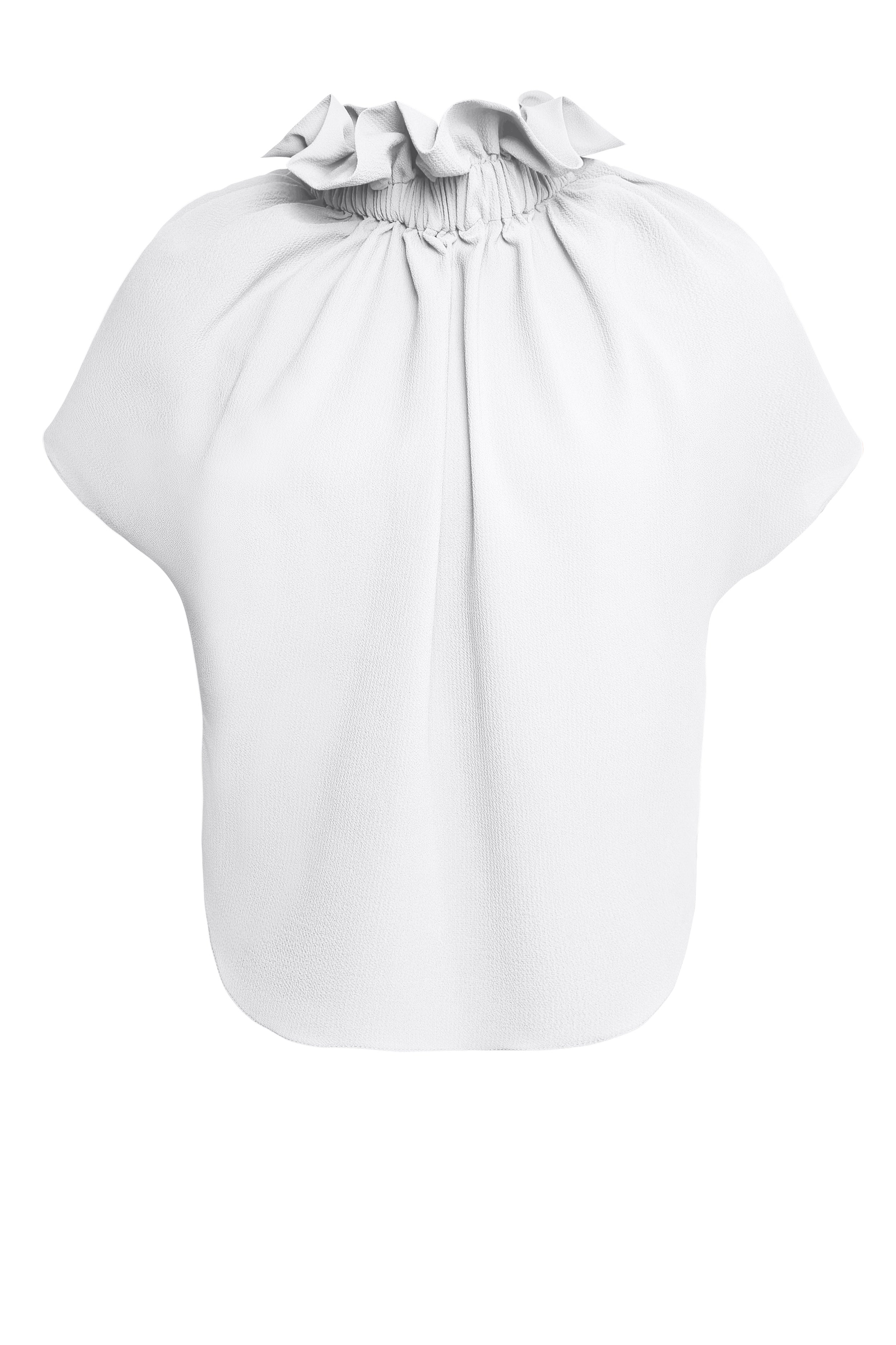 Edeline Lee - Ruff Blouse Ivory Georgette Crinkle – EDELINE LEE