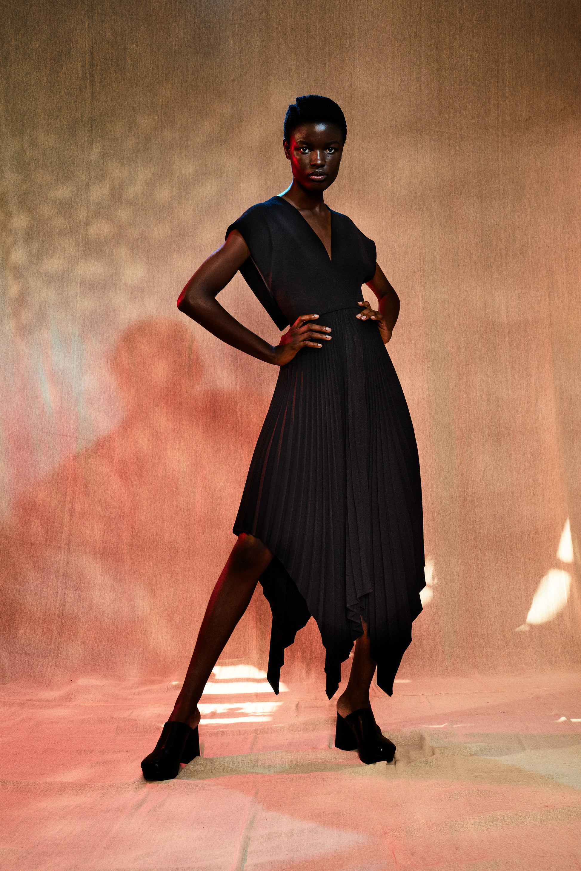 Edeline Lee - Pleat Dress Black Heavy Crepe EDELINE LEE Edeline Lee - Pleat Dress Black Heavy Crepe EDELINE LEE