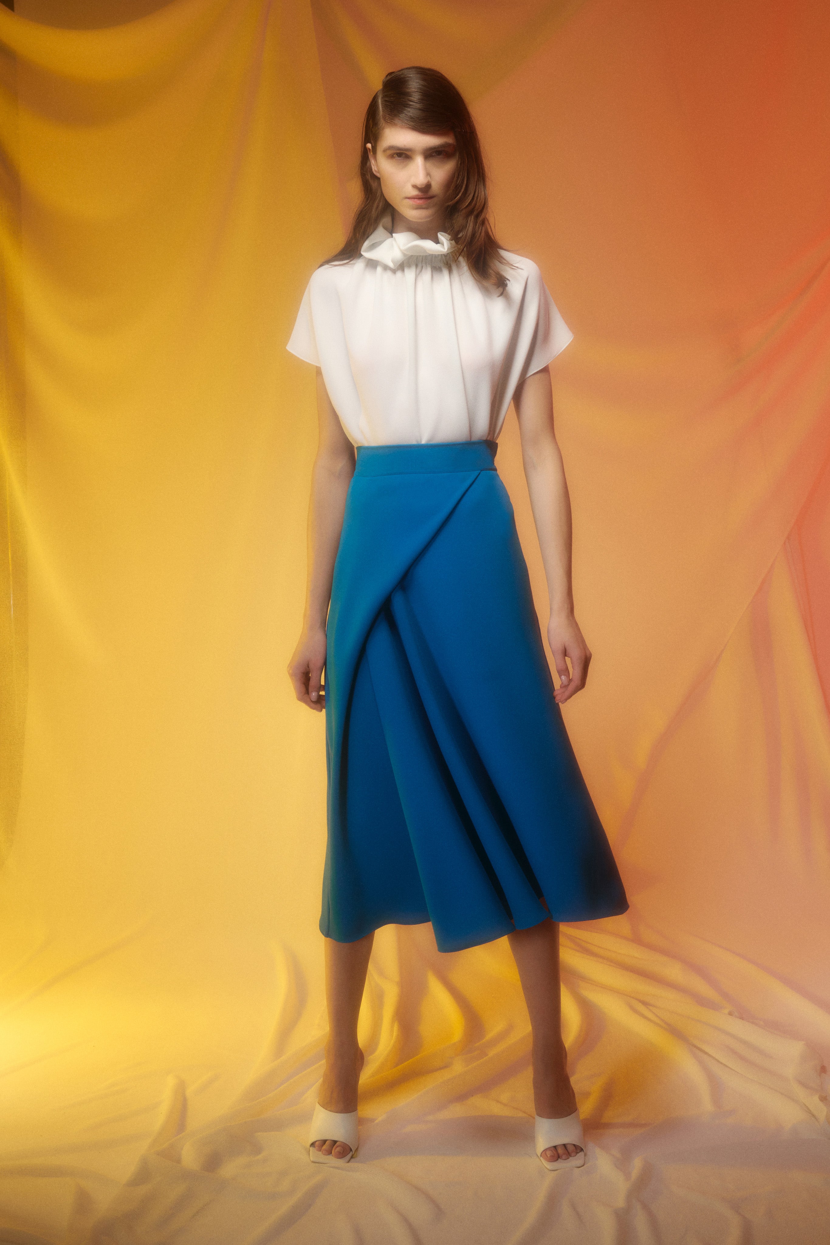 Edeline Lee Fatale Midi Skirt Fuchsia Blue Georgette Champion EDELINE LEE